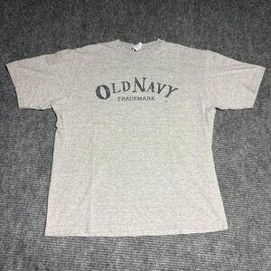 Vintage Old Navy Mens T Shirt Size L Gray Short Sleeve Cotton Blend Logo Graphic